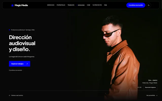 Inicio de la web de Magic Media: dirección audiovisual y diseño, con fotografía de TOA — DAM G